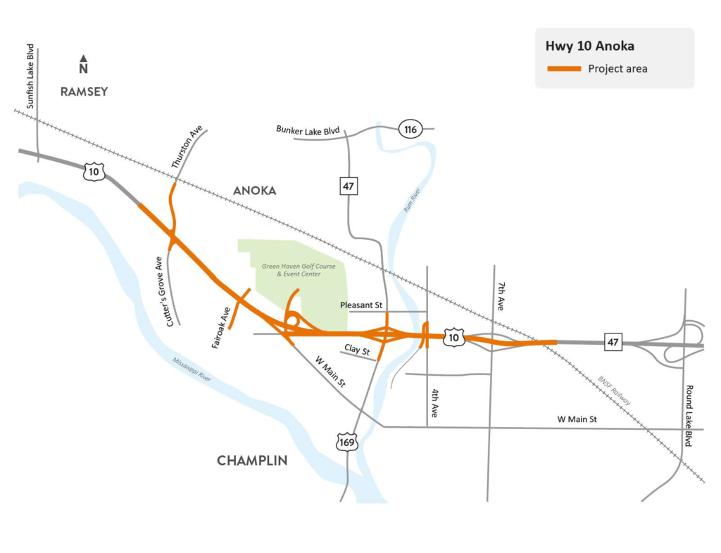 map of Hwy 10 Construction Project